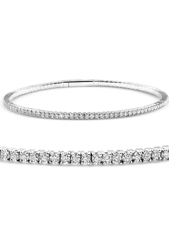 Pompeii 3Ct Flexible Diamond Bangle Tennis Bracelet Lab Grown 14k White Gold (F/G,VS1-VS2)