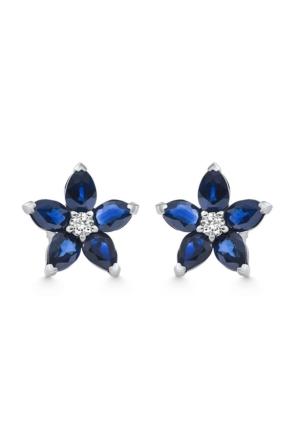 Pompeii 2.19Ct Blue Sapphire & Diamond Alexa Earrings 14k White Gold Lab Grown (FG,VS)