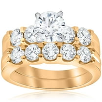 Pompeii 2 3/4 ct Diamond Engagement Wedding Ring Set 14k Yellow Gold Lab Grown (FG,VS)