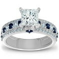 thumbnail image 1 of Pompeii 2 3/4ct Princess Cut & Sapphire Diamond Engagement Ring White Gold Lab Grown, 1 of 3