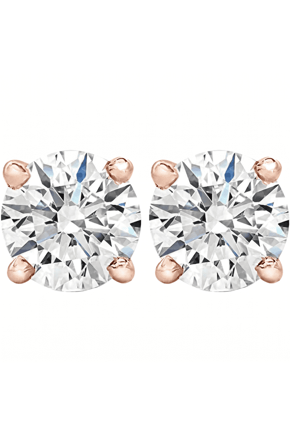 Pompeii 2.50 Ct TW Lab Grown Round Diamond Studs 14k Rose Gold (FG,VS)