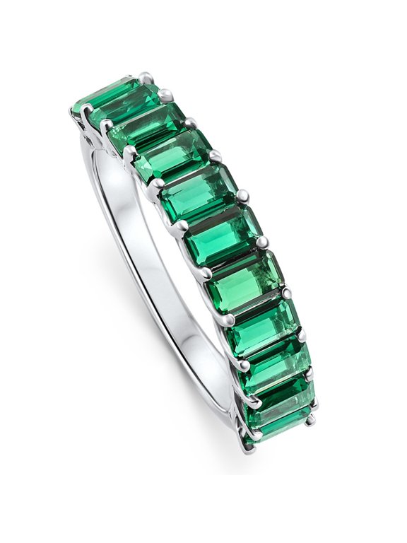 Pompeii 2.50Ct Emerald 11-Stone Wedding Anniversary Ring Stackable 14k White Gold Band (,)