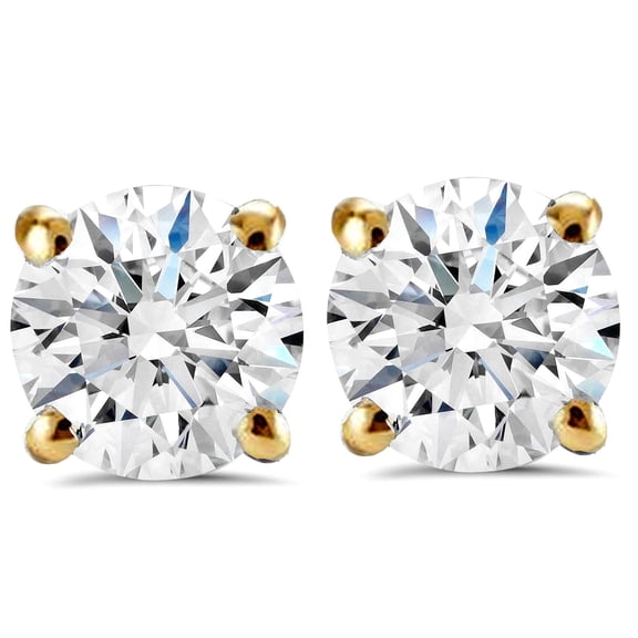 Pompeii 2 Carat Lab Grown Diamond Studs 14K Yellow Gold With Screw Backs (F,VS)