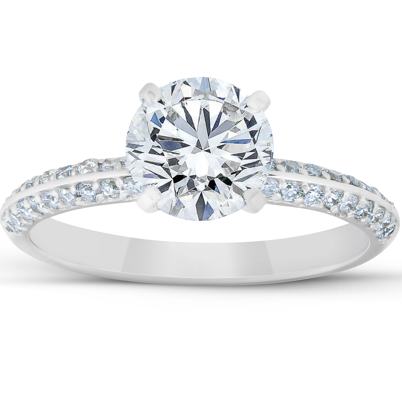 Pompeii 2 Ct Diamond Engagement Ring Pave 14k White Gold (G/H,SI1-SI2 ...