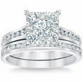 thumbnail image 1 of Pompeii 2 Ct Diamond Princess Cut Framed Engagement Wedding Ring Set White Gold, 1 of 3