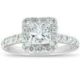 thumbnail image 1 of Pompeii 2 Ct Diamond Princess Cut Halo Engagement Ring 14k White Gold (H/I,SI1-SI2), 1 of 4