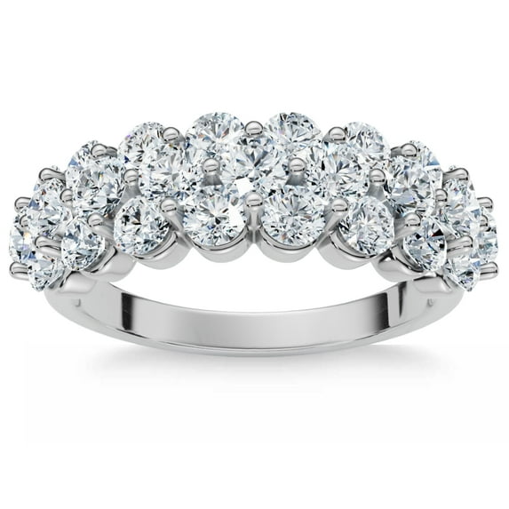 Pompeii 2 Ct Diamond Wedding Wide Anniversary Ring 10k White Gold (H/I,I1-I2)