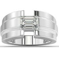 thumbnail image 1 of Pompeii 2 Ct Emerald Cut Moissanite Solitaire 12mm Men's Ring White Yellow or Rose Gold, 1 of 5