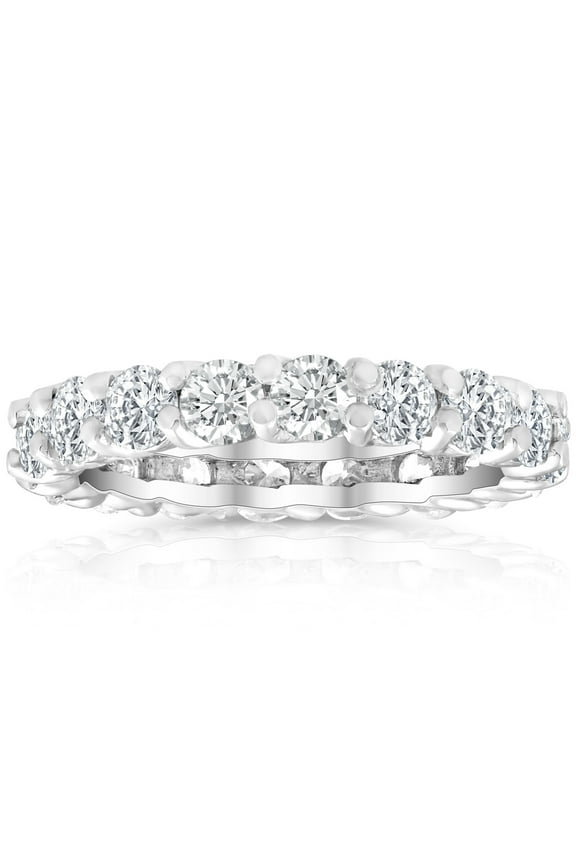 Pompeii 2 Ct Lab Created Moissanite Eternity Ring Womens Wedding Band 14k White Gold
