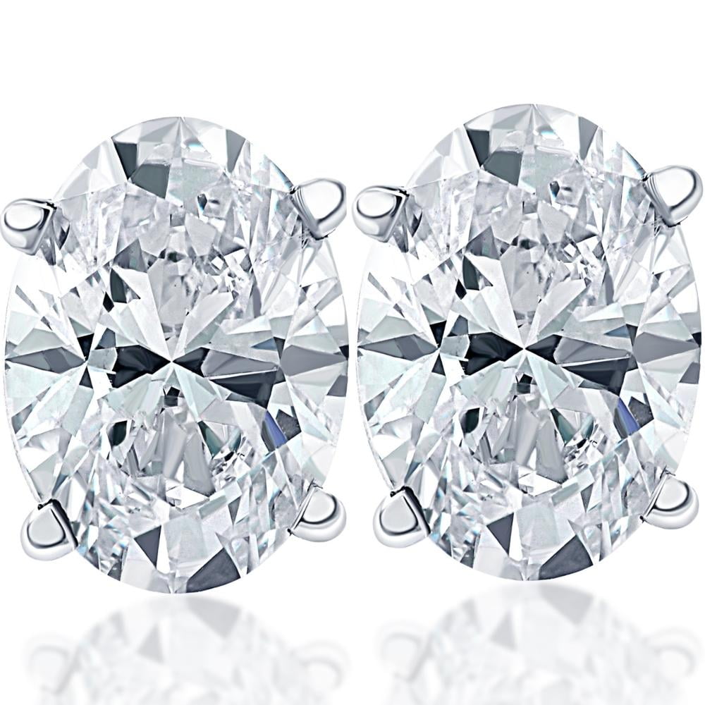 POMPEII3 Pompeii 2 Ct Lab Grown Oval Diamond Studs 14k White Gold Earrings (FG,(VS1))