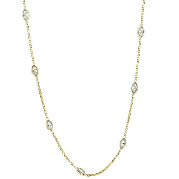 Pompeii 2 Ct Marquise Diamond Station Necklace in 14k White or Yellow Gold 18" Length
