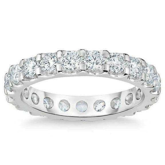 Pompeii 2 Ct Moissanite Eternity Ring Womens Wedding Band 14k White Gold (((G-H)),VS1-VS2)