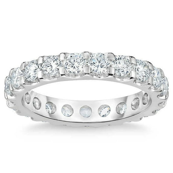 Pompeii 2 Ct Moissanite Eternity Ring Womens Wedding Band 14k White Gold (((G-H)),VS1-VS2)