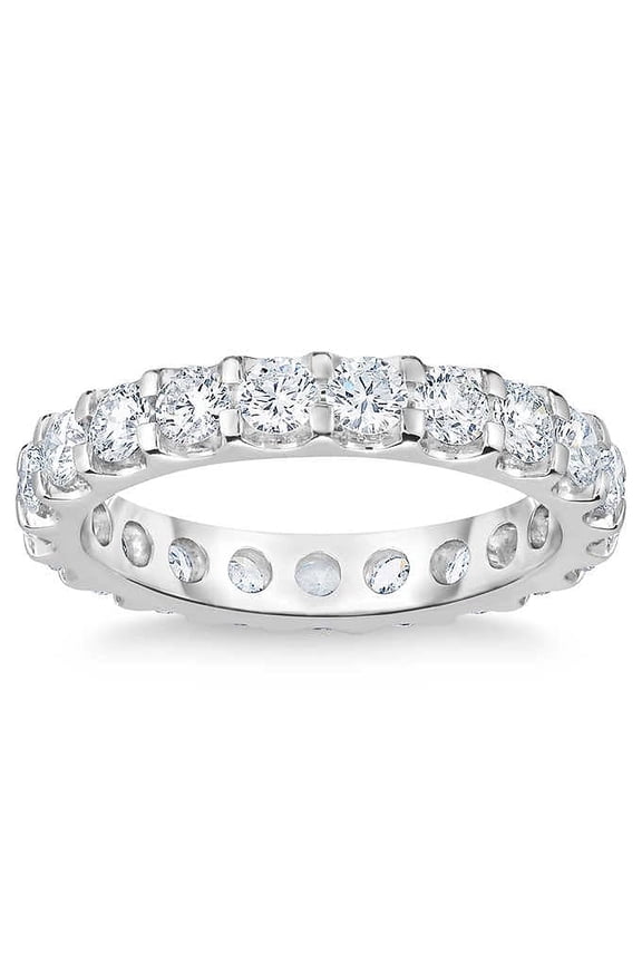 Pompeii 2 Ct Moissanite Eternity Ring Womens Wedding Band 14k White Gold (((G-H)),VS1-VS2)