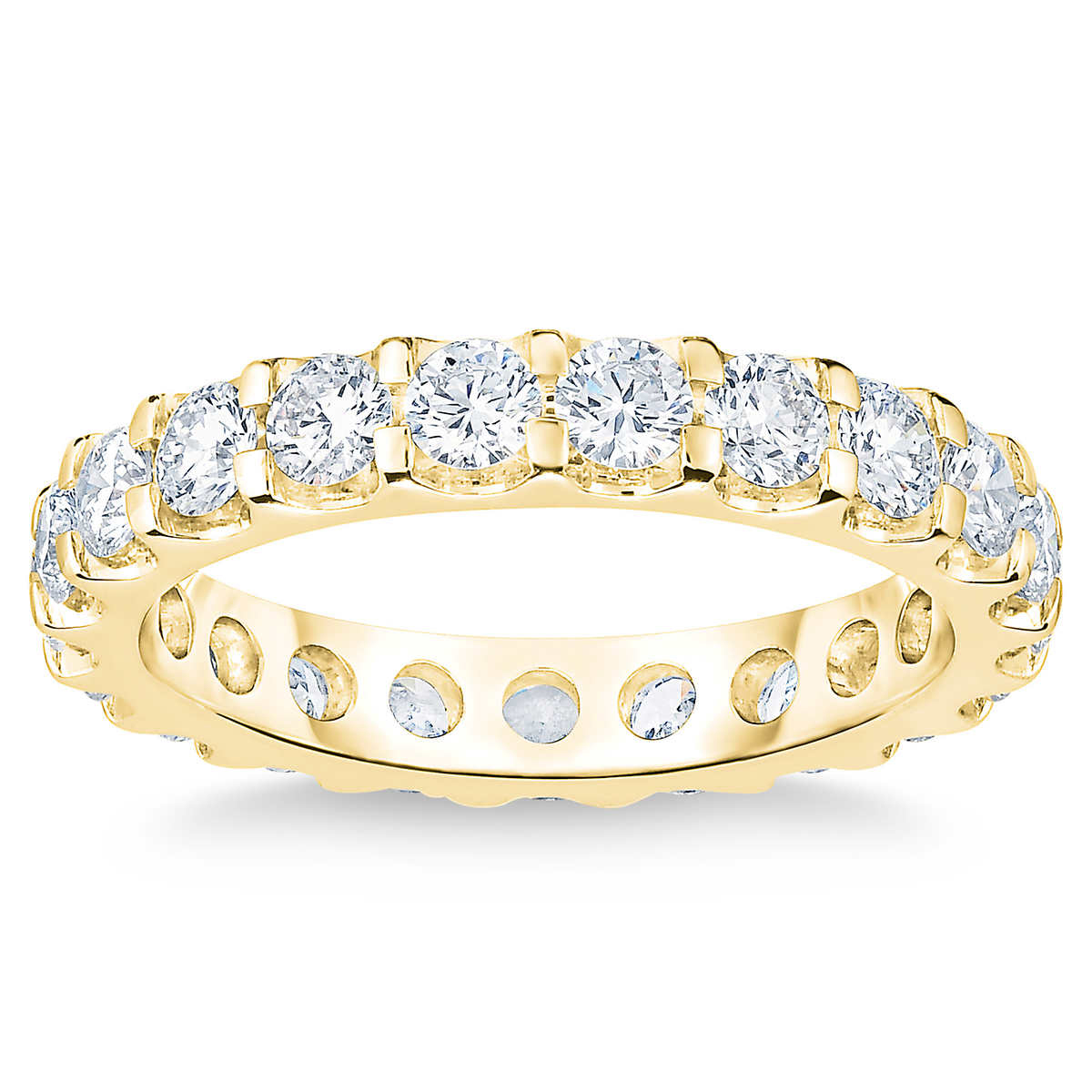 Pompeii 2 Ct Moissanite Eternity Ring Womens Wedding Band 14k Yellow ...