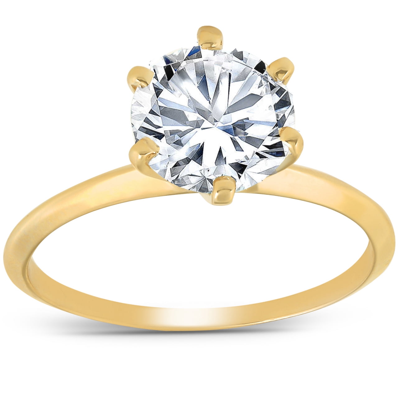 POMPEII3 Pompeii 2 Ct Round Solitaire Diamond Engagement Ring 14k Yellow Gold (H/I,I1-I2)