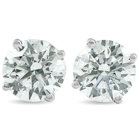 Pompeii 2 Ct TW Round Lab Grown Diamond Studs 14K White Gold With Screw Backs (GH,VS2-SI1)