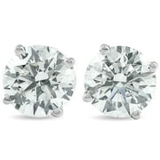 Pompeii 2 Ct TW Round Lab Grown Diamond Studs 14K White Gold With Screw Backs GH,VS2-SI1