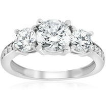 Pompeii 2 Ct TWD Three Stone Diamond Engagement Ring 14k White Gold Anniversary Band