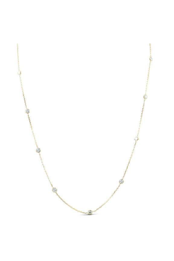 Pompeii 2 TCW Diamond Bezel Station Necklace 14k Yellow Gold (G-H,SI)