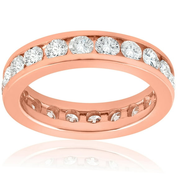 Pompeii 2 ct Diamond Eternity Ring 14k Rose Gold Channel Set Womens Round Wedding Band