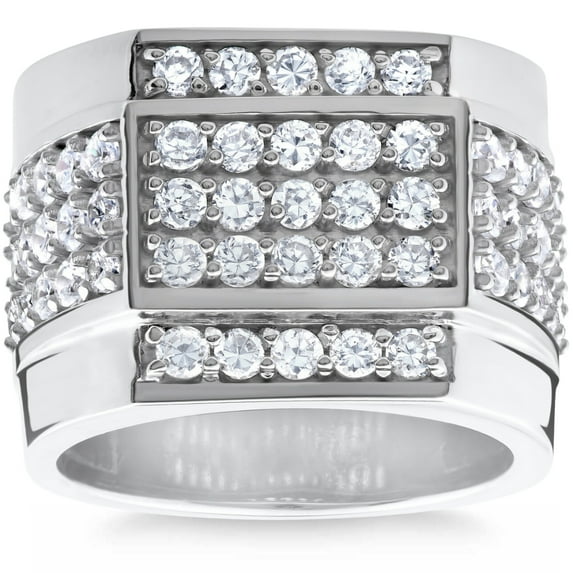 Pompeii 2 ct Mens Diamond Ring 10K White Gold (H/I,I1-I2)