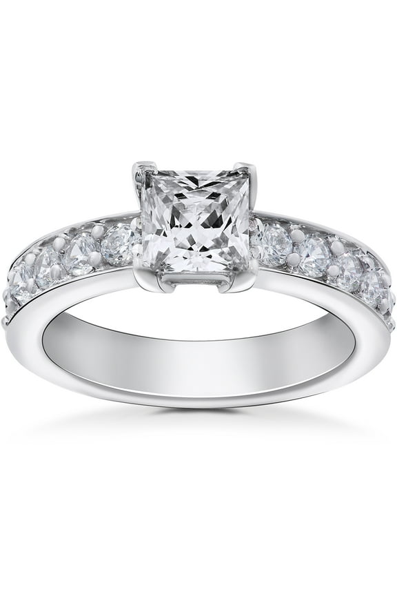 Pompeii 2 ct Princess Cut Diamond Engagement Ring 14K White Gold Clarity Lab Grown (FG,VS)