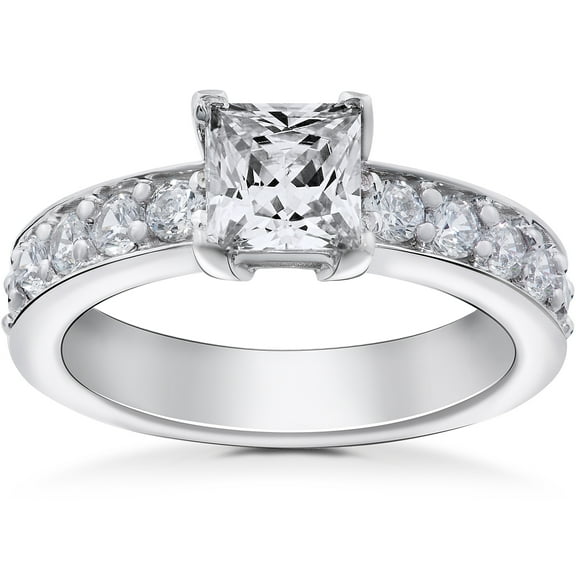 Pompeii 2 ct Princess Cut Diamond Engagement Ring 14K White Gold Clarity Lab Grown (FG,VS)