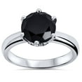 thumbnail image 1 of Pompeii 2 ct Treated Black Diamond Solitaire Engagement Ring 14K White Gold (Black,), 1 of 4