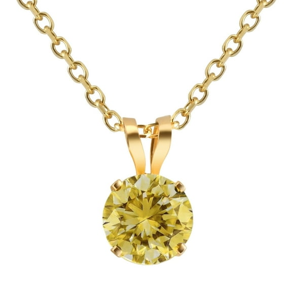 Pompeii .20 - .50Ct Yellow Diamond Solitaire Pendant 14k Gold Lab Grown 18" Necklace