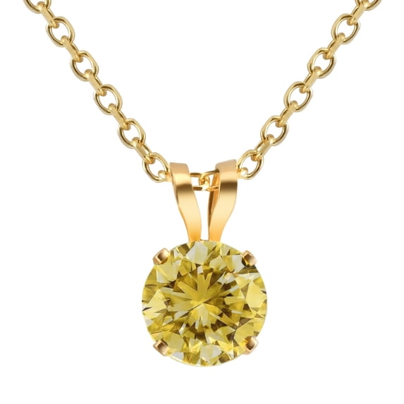 Pompeii .20 - .50Ct Yellow Diamond Solitaire Pendant 14k Gold Lab Grown 18" Necklace