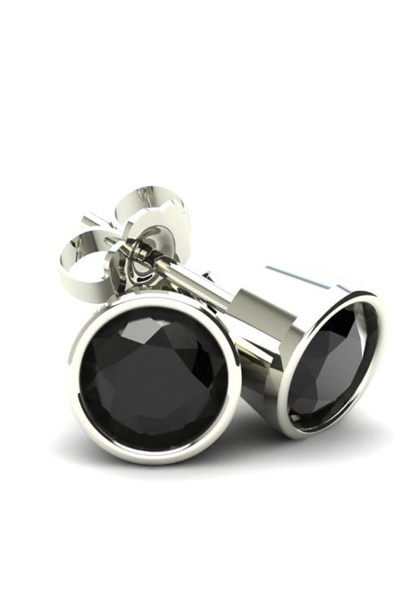 Pompeii .20CT Round Brilliant Cut Black Diamond Stud Earrings In 14K Gold (Black,AAA)