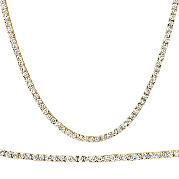 Pompeii 20Ct Round Diamond Tennis Necklace 14k Yellow Gold Lab Grown (EF,VS)