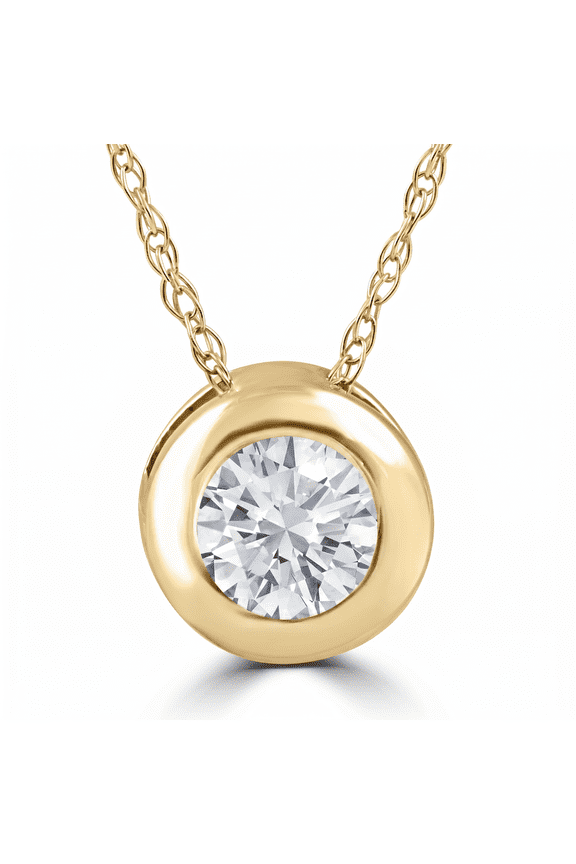 Pompeii .25 - 1.00Ct Round Diamond Solitaire Pendant Necklace 14k White or Yellow Gold
