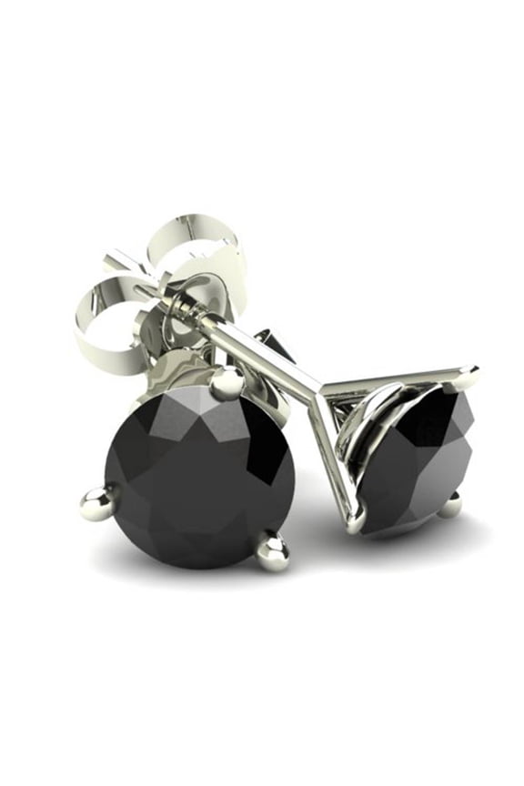 Pompeii .25CT Round Brilliant Cut Black Diamond Stud Earrings In 14K Gold (Black,AAA)