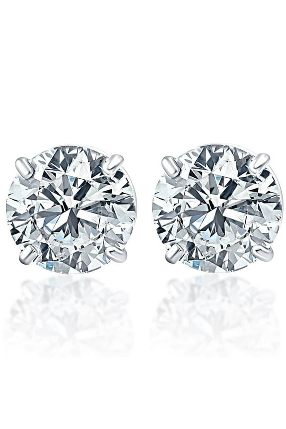Pompeii .25CT Round Brilliant Cut Natural Diamond Stud Earrings In 14K White Gold