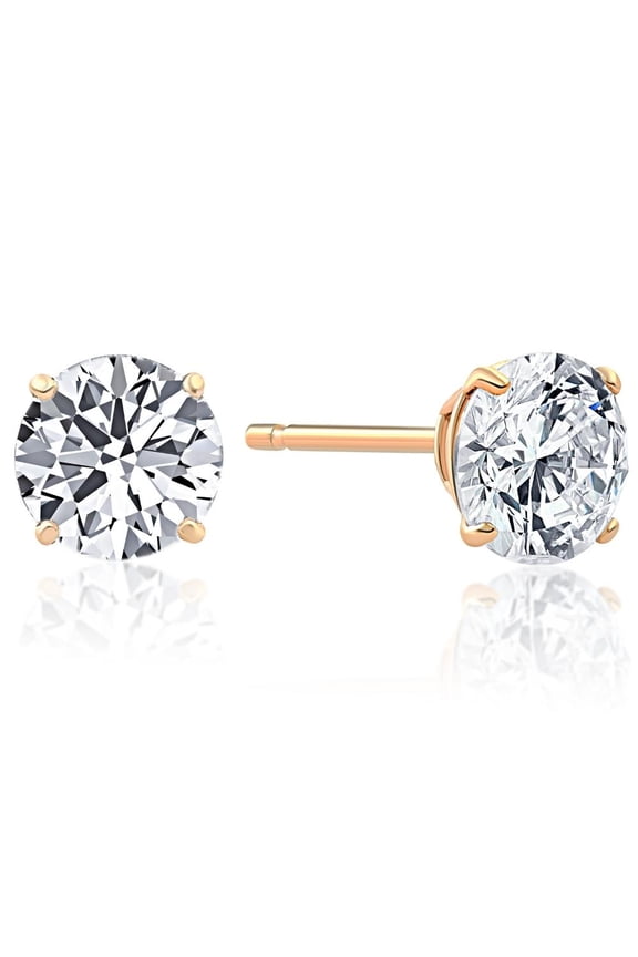 Pompeii .25CT Round Brilliant Cut Natural Diamond Stud Earrings In 14K Yellow Gold
