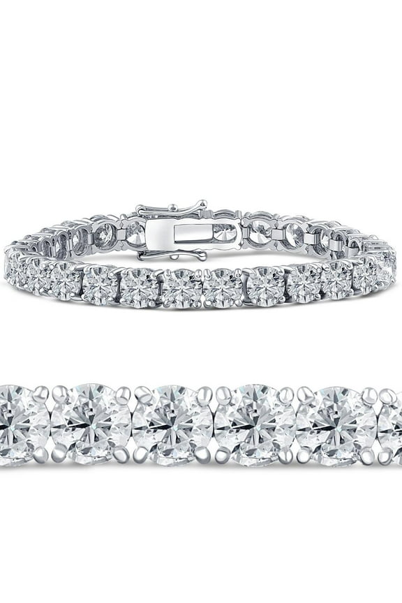 Pompeii 26.94Ct TW Round Diamond 7" Tennis Bracelet 14k White Gold Lab Grown (G-H,SI2-I1)