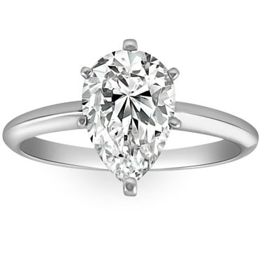 Pompeii3 2CT Platinum Pear Shape Diamond 6-Prong Solitaire Engagement Ring Lab Grown