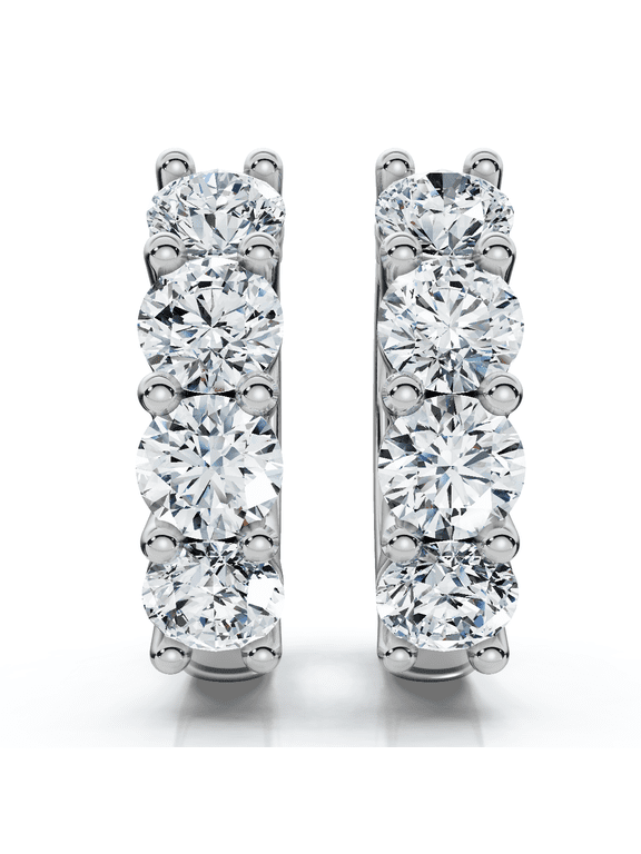 Pompeii 2Ct Diamond Hoops Small 14k White or Yellow Gold Lab Grown 5/8" Tall (E/F,VS1-VS2)
