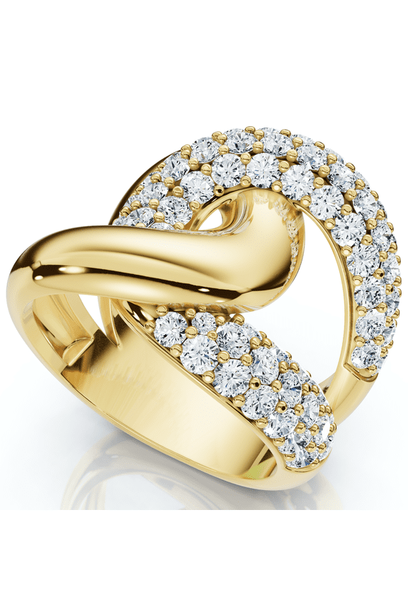 Pompeii 2Ct Interlocked Brittany Diamond Ring 10k Gold Lab Grown Right Hand Band