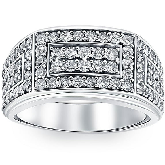 2Ct Lab Grown Diamond Mens Ring in 10k White or Yellow Gold