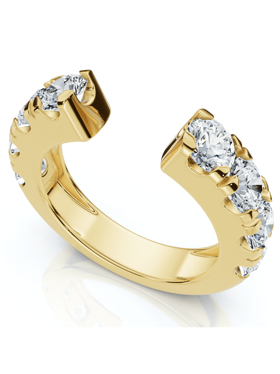 Pompeii 2Ct Lyric Diamond Open Guard Ring Wedding Band 14k Gold Lab Grown (E/F,VS1-VS2)