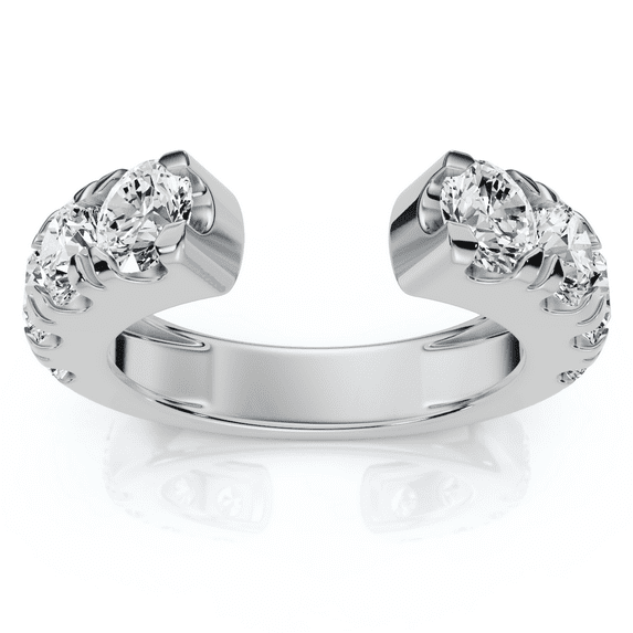 Pompeii 2Ct Lyric Diamond Open Guard Ring Wedding Band 14k Gold Lab Grown (E/F,VS1-VS2)