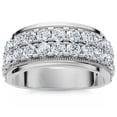 thumbnail image 1 of Pompeii 2Ct Men's Diamond Double Row Wedding Ring Polished Band in White or Yellow Gold, 1 of 7