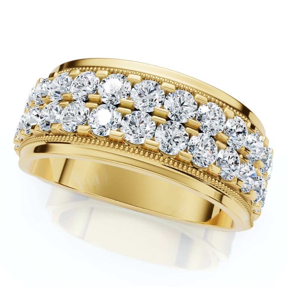 Pompeii 2Ct Men's Diamond Double Row Wedding Ring Polished Band in ...