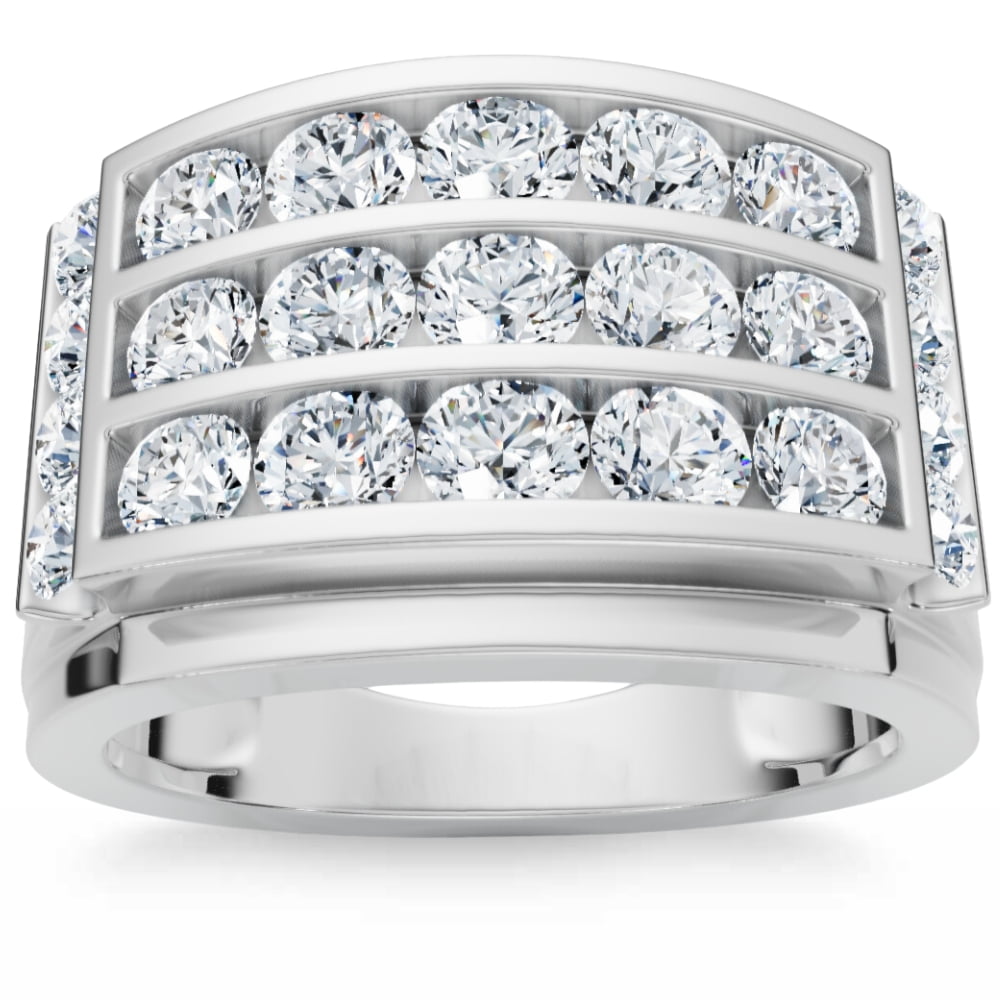 Pompeii 2Ct Men's Diamond Ring in 14k Gold Lab Grown Multi-Row Channel ...