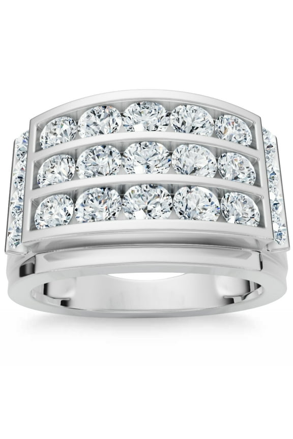 Pompeii 2Ct Men's Diamond Ring in 14k Gold Lab Grown Multi-Row Channel Set (F/G,VS2-SI1)
