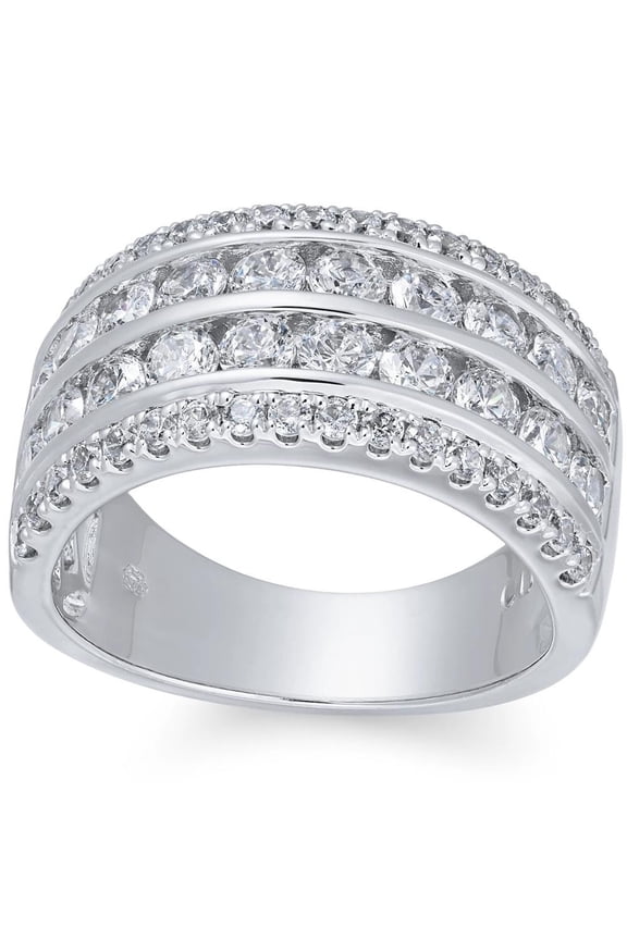 Pompeii 2Ct Multi Row Diamond Ring in 10k White or Yellow Gold Lab Grown (FG,VS)