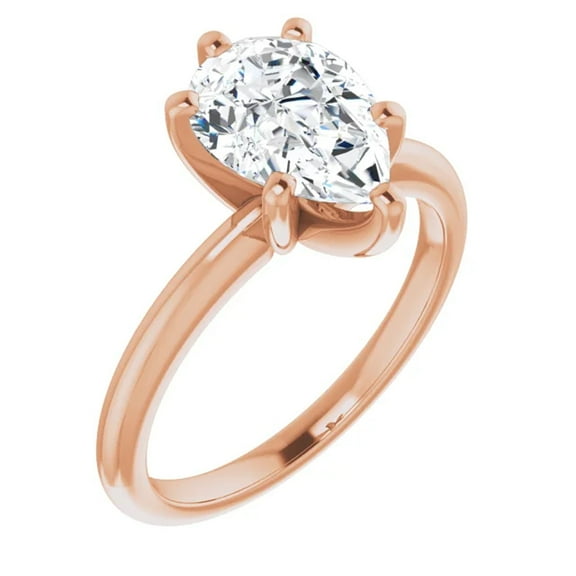 Pompeii 2Ct Pear Moissanite Solitaire Engagement Ring 14k White Yellow or Rose Gold